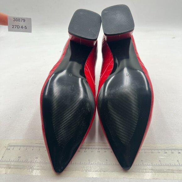 YDN Red Sexy Pointed Toe Ankle Boots Chunky Low Heel Boot Pull on Elastic Shoe - Picture 6 of 8